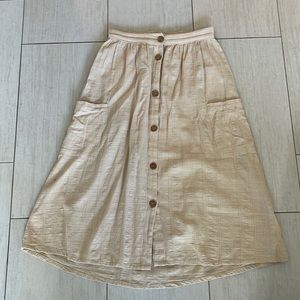 Roxy beige midi skirt with pockets